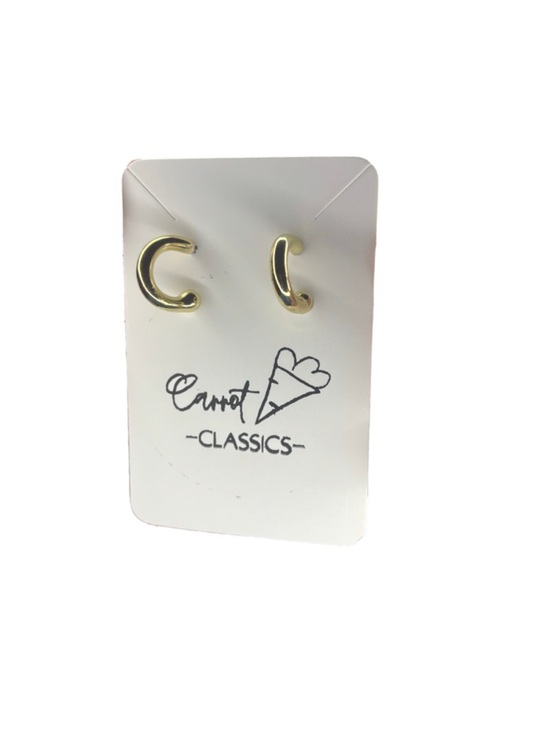 Carrot Classics Jewelry - Gold C-Shaped Hoop Earrings - Small